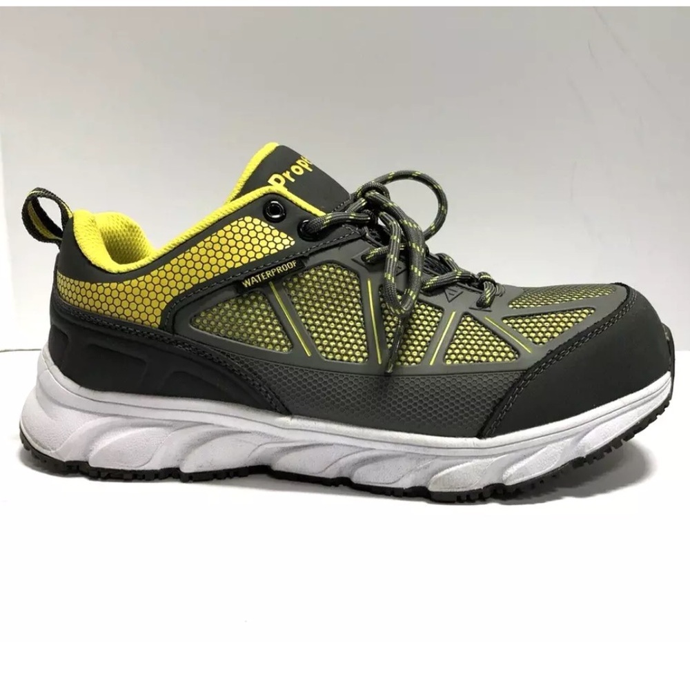 Propet Men’s Seeley Lace-Up Sneakers Grey/Yellow, Size 7 (5E).